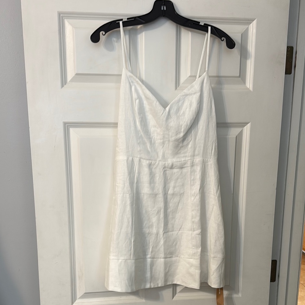 Reformation White Spaghetti Strap Linen Dress